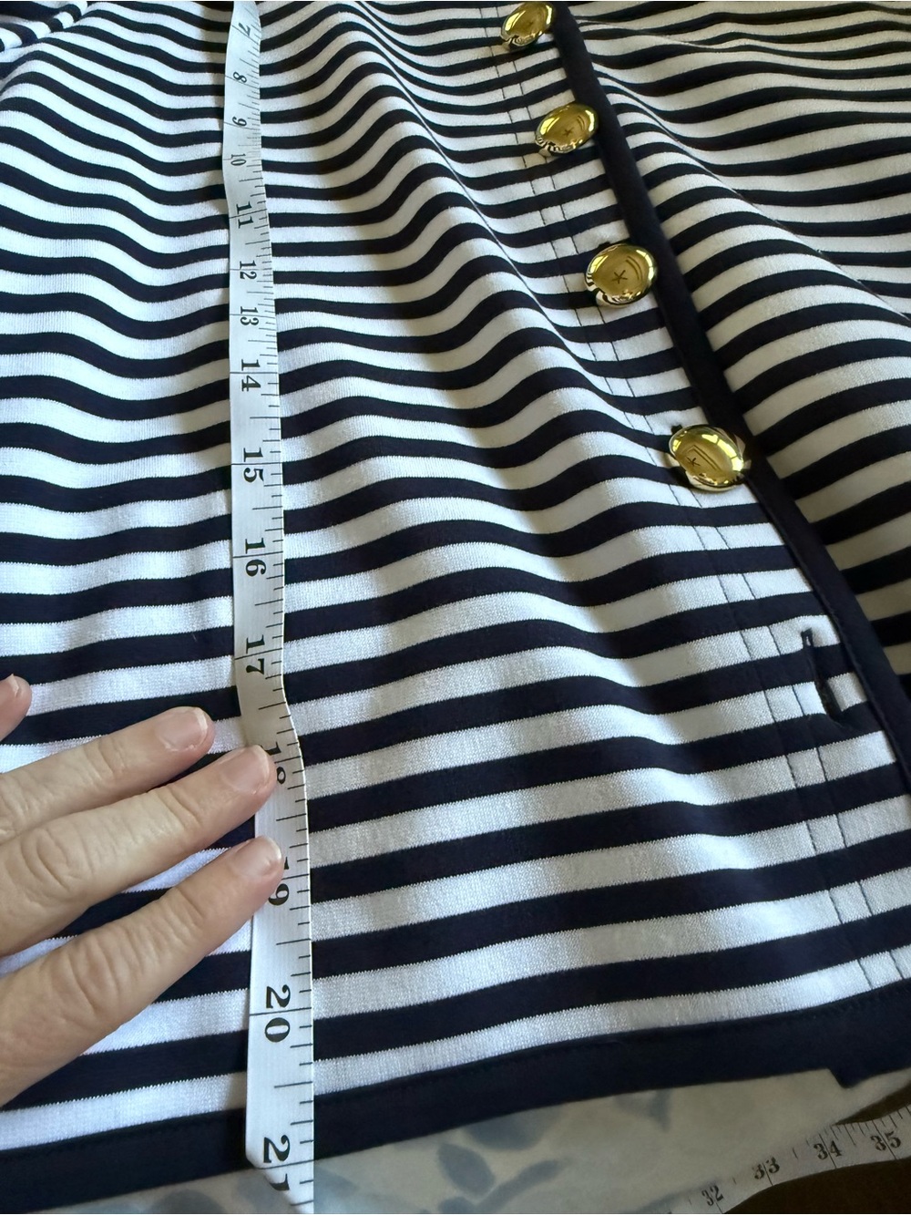 NWOT Sail to Sable Navy and White Striped button front Jacket, small. - Picture 9 of 9